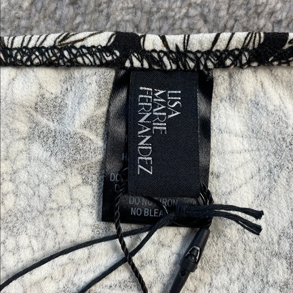 NWT Lisa Marie Fernandez Floral Cheeky Bikini Bottom Black White Side Tie Sz 3